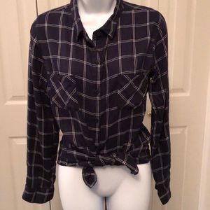Navy blue and white flannel